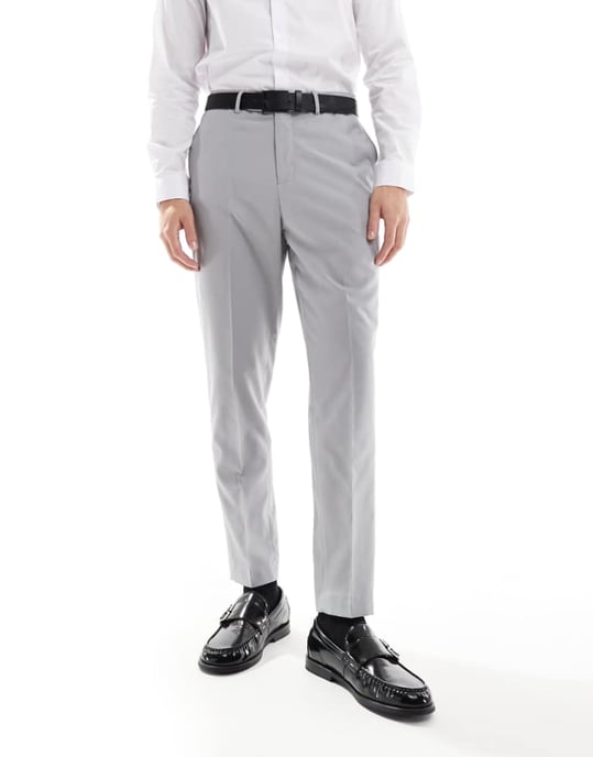 ASOS DESIGN smart tapered fit trousers in light grey - Image 1