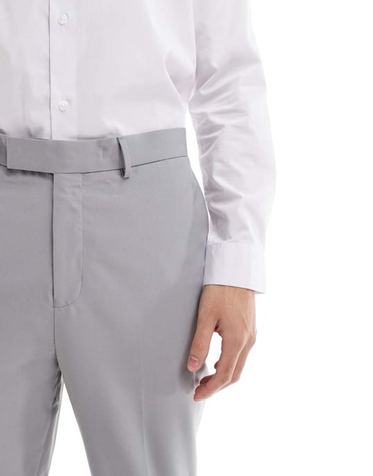ASOS DESIGN smart tapered fit trousers in light grey - Image 2