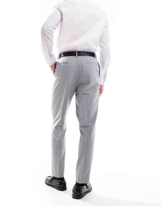 ASOS DESIGN smart tapered fit trousers in light grey - Image 3