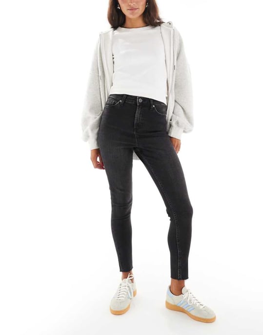 Miss Selfridge skinny high waist jean in black wash - Image 1