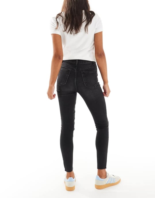 Miss Selfridge skinny high waist jean in black wash - Image 2