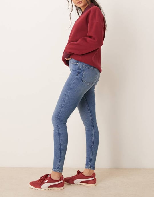 Gina Tricot Molly high waist super skinny stretch jeans in mid washed blue - Image 2