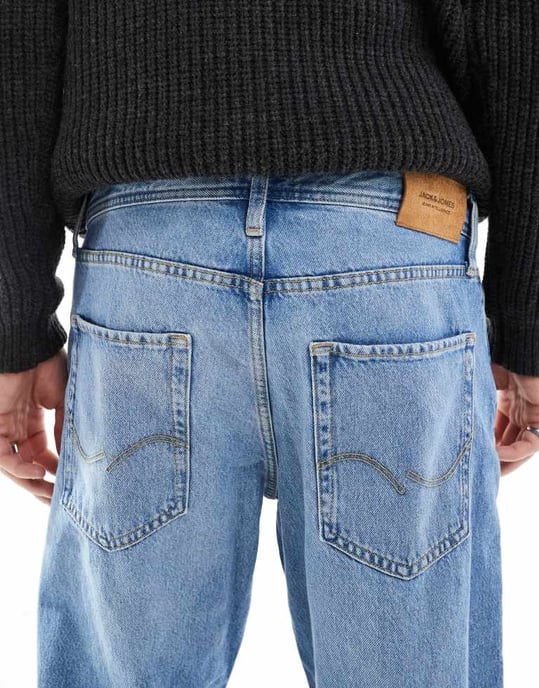 Jack & Jones mark cropped straight jean in mid blue wash - Image 4