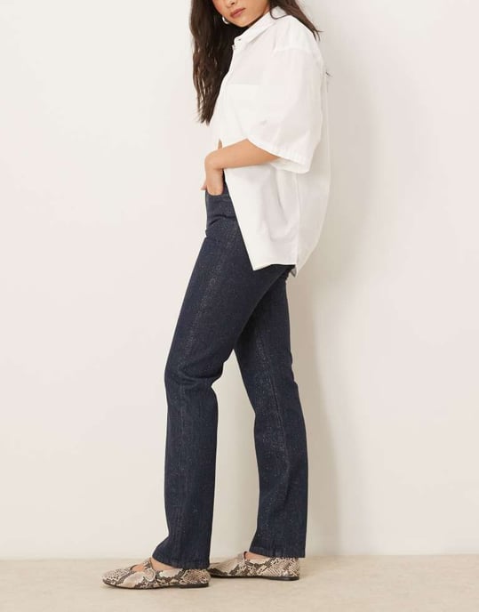 ASOS DESIGN 90s straight jean with glitter in blue - Image 3