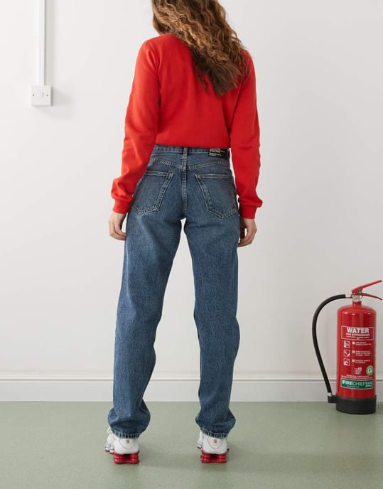 Dr Denim Arch high waist regular fit straight leg jeans in canyon mid used blue wash - Image 3