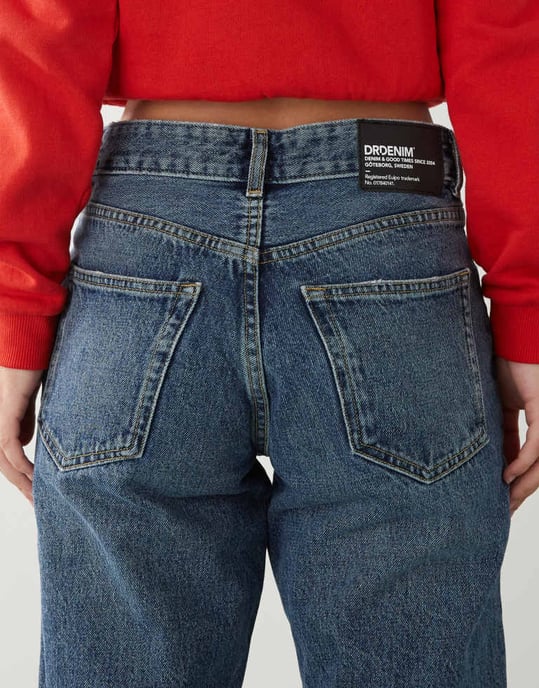Dr Denim Arch high waist regular fit straight leg jeans in canyon mid used blue wash - Image 4
