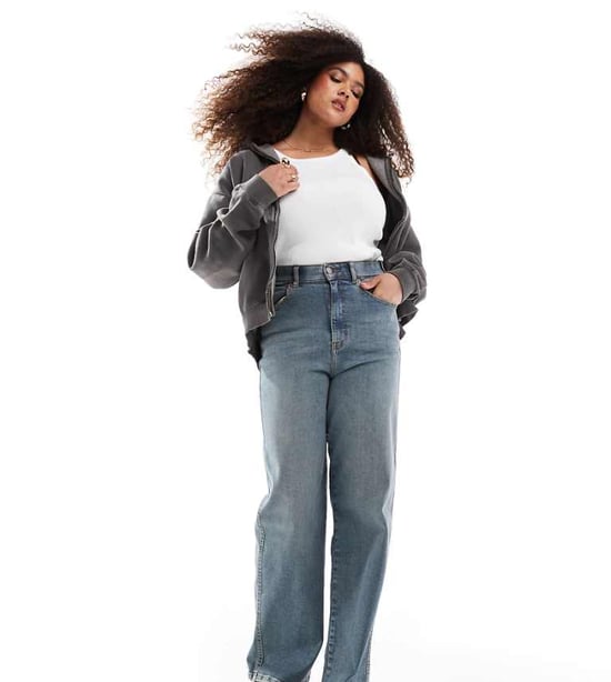 Dr Denim Plus Moxy straight leg jeans in cape mid dirt used - Image 1