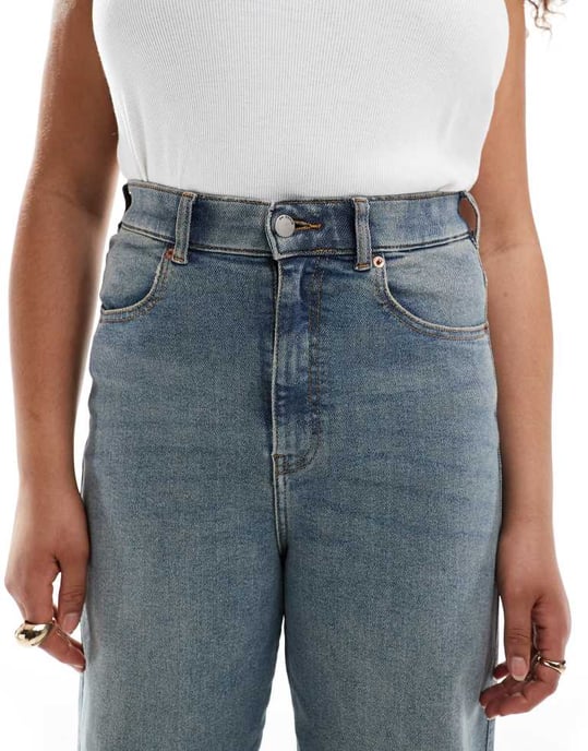 Dr Denim Plus Moxy straight leg jeans in cape mid dirt used - Image 3