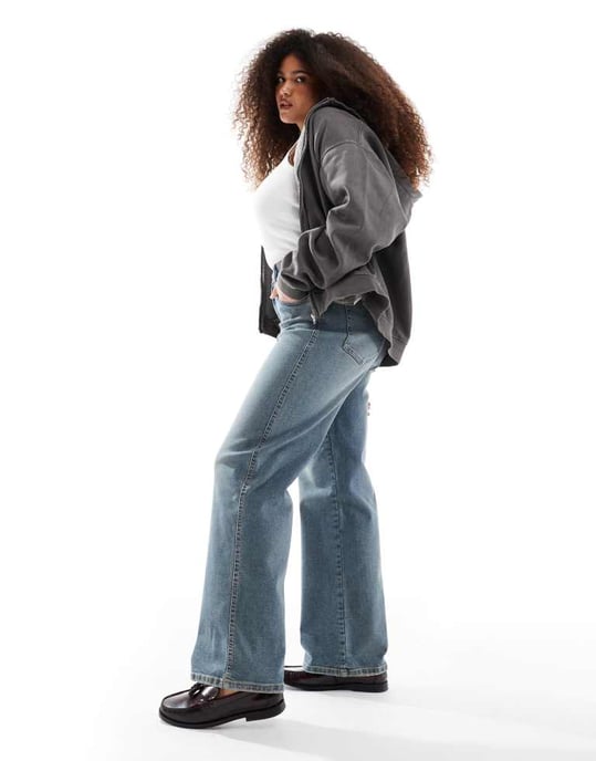 Dr Denim Plus Moxy straight leg jeans in cape mid dirt used - Image 4