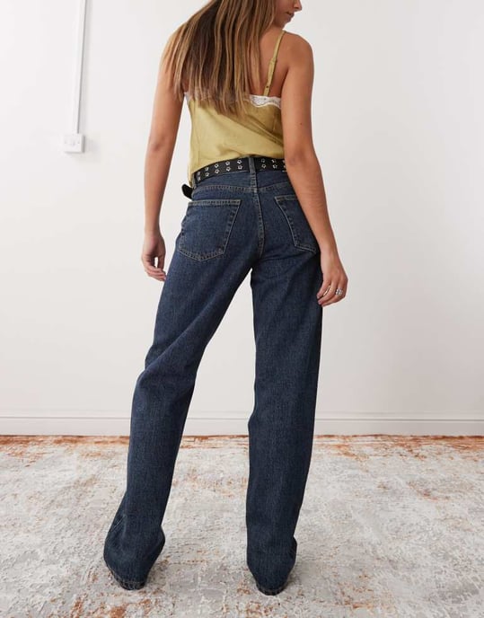Dr Denim Arch high waist regular fit straight leg jeans in canyon dark retro blue wash - Image 2