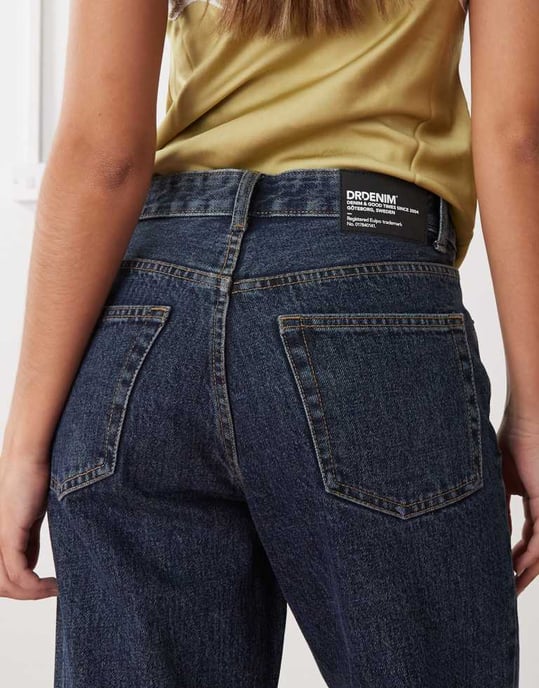 Dr Denim Arch high waist regular fit straight leg jeans in canyon dark retro blue wash - Image 4