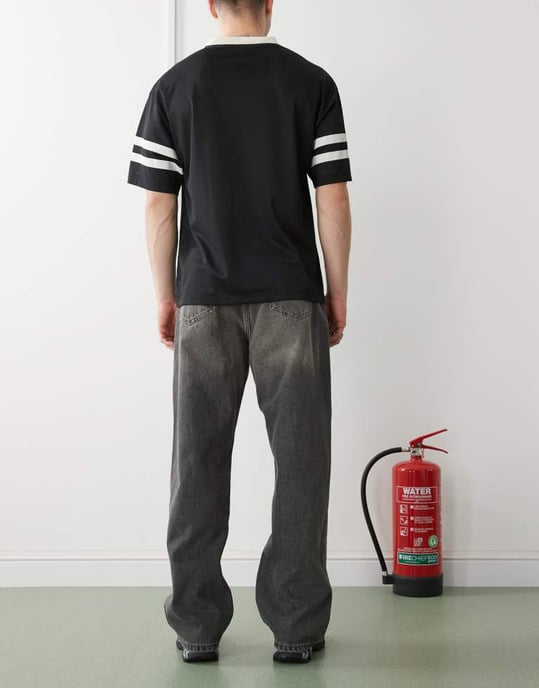 Dr Denim Omar wide relaxed fit straight leg jeans in mid grey used - Image 3