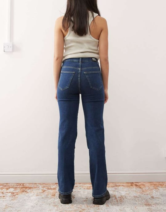 Dr Denim Moxy straight leg jeans in vale dark plain blue wash - Image 2