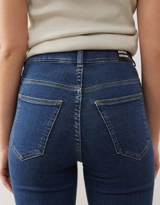 Dr Denim Moxy straight leg jeans in vale dark plain blue wash - Image 4