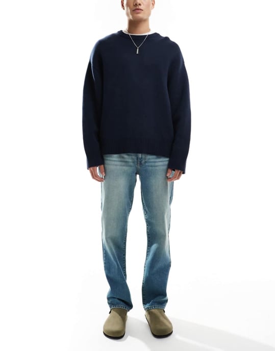 ASOS DESIGN straight leg jeans in tinted vintage light wash blue - Image 1
