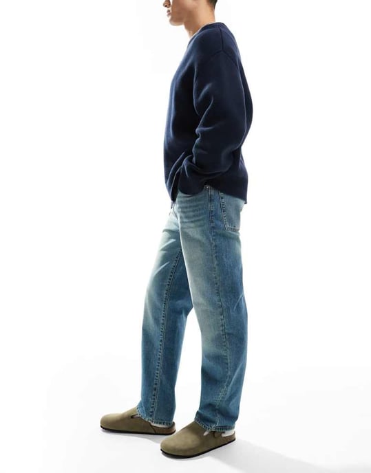 ASOS DESIGN straight leg jeans in tinted vintage light wash blue - Image 3