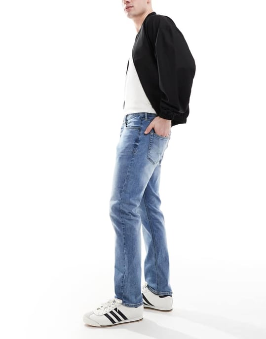 French Connection slim leg jeans in light wash blue - Image 1