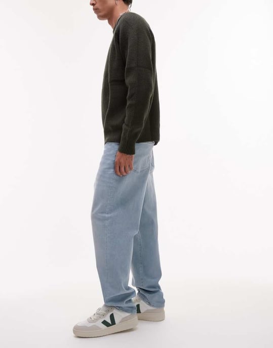 Selected Toby slim tapered jeans in light blue - Image 3