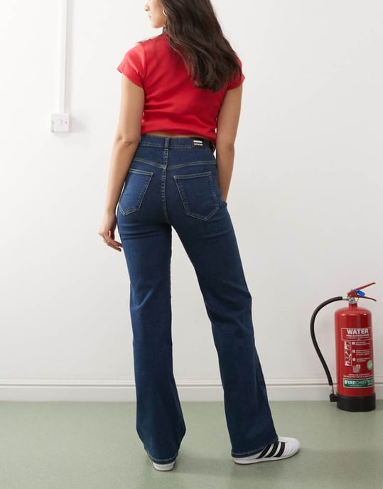 Dr Denim Lexy Bootcut mid waist slim fit bootcut leg jeans in vale dark used blue wash - Image 2