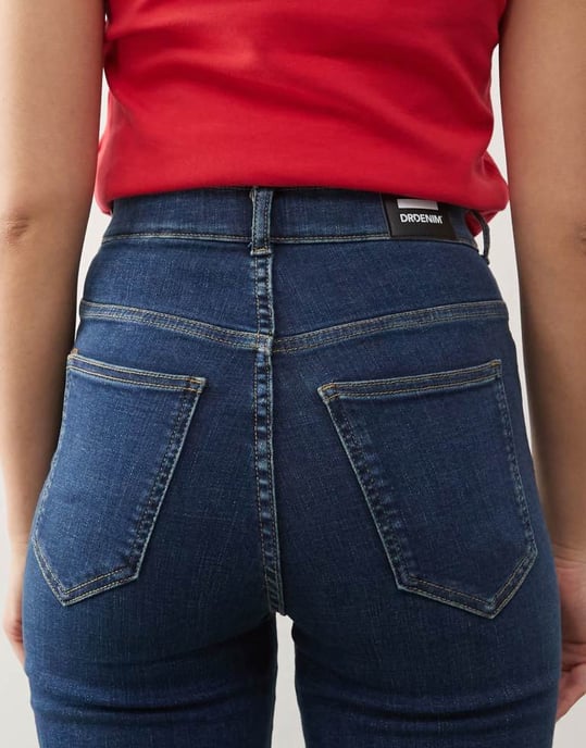 Dr Denim Lexy Bootcut mid waist slim fit bootcut leg jeans in vale dark used blue wash - Image 4