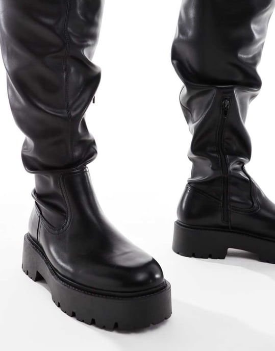 ASOS DESIGN Curve Kristen chunky over the knee boot in black - Image 3