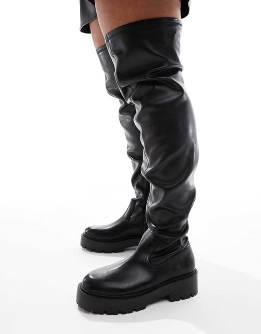 ASOS DESIGN Curve Kristen chunky over the knee boot in black - Image 4