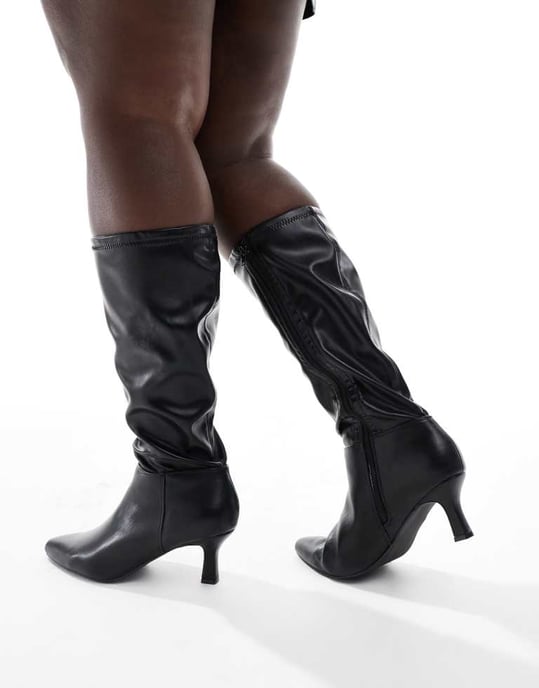 Yours PU pointed knee boot in black - Image 2