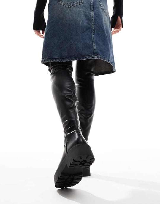 ASOS DESIGN Kristen chunky over the knee boot in black - Image 3