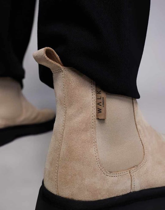 Walk London Callum Chelsea boot in stone suede - Image 3
