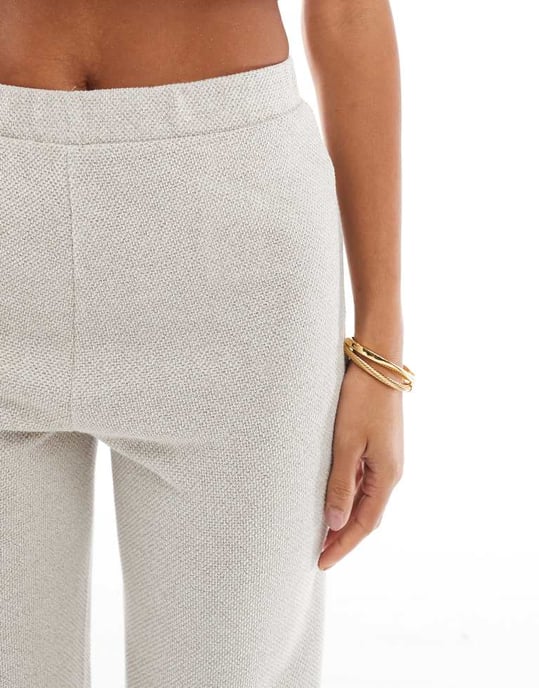 Pieces structured jersey high waisted trouser co-ord in silver grey - Image 2