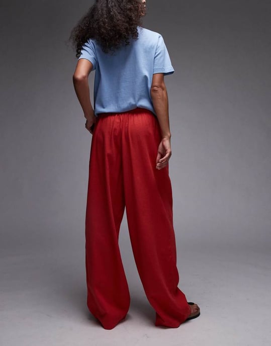 Topshop linneballongbyxa i röd - Image 4