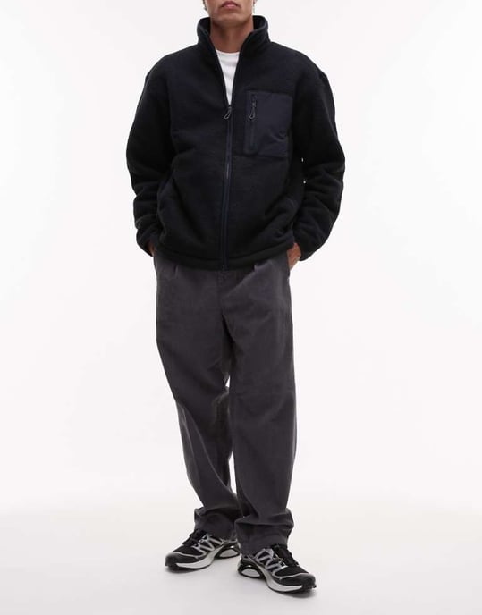 Selected Tristan Loose fit cord trousers in grey - Image 1
