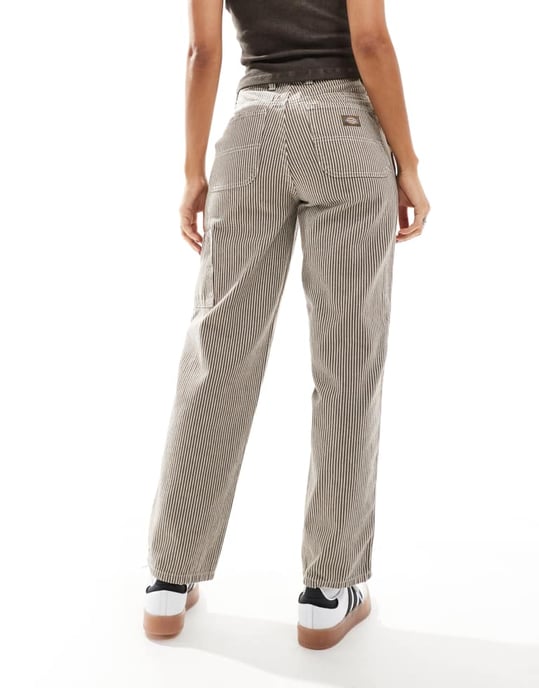 Dickies hickoryrandiga byxor i brunt - Image 2