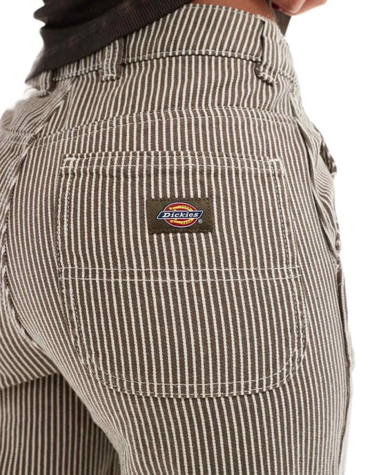 Dickies hickoryrandiga byxor i brunt - Image 3