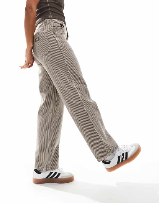 Dickies hickoryrandiga byxor i brunt - Image 4