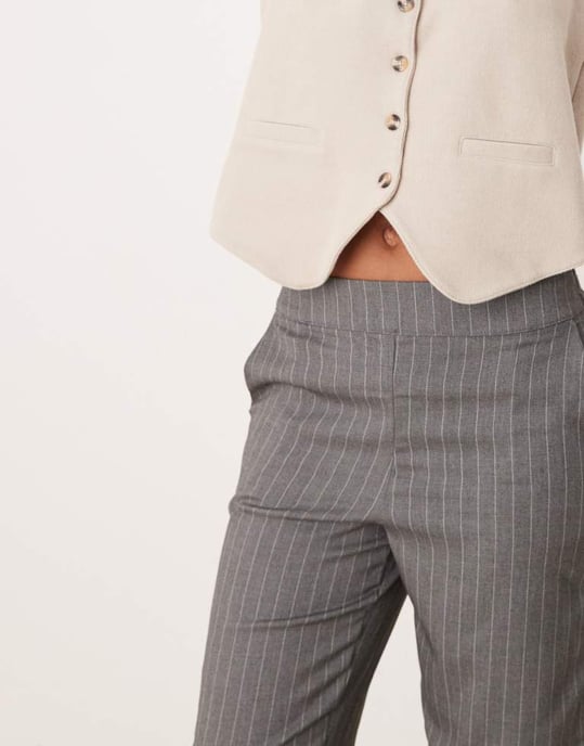 JDY Tall straight leg trousers in light grey pinstripe - Image 2