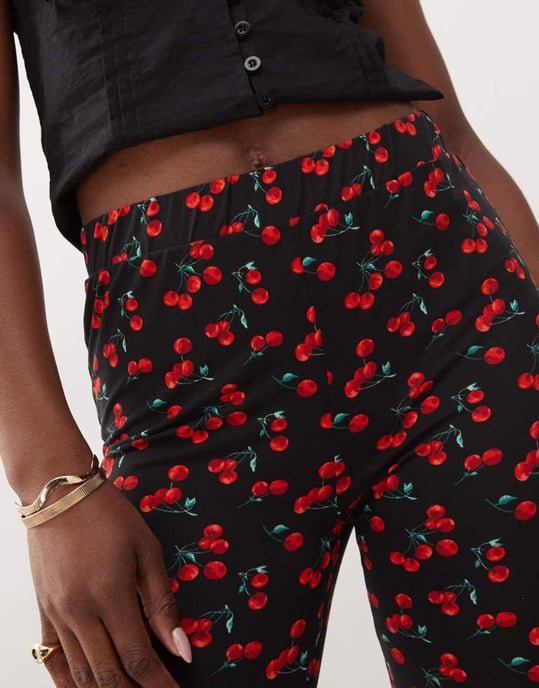 Noisy May flare trouser in cherry print - Image 2