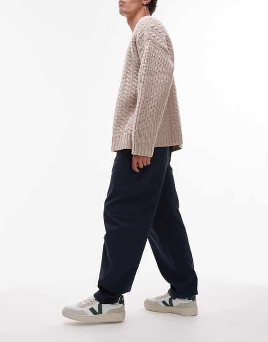 Selected Dennis loose fit trousers in navy - Image 2