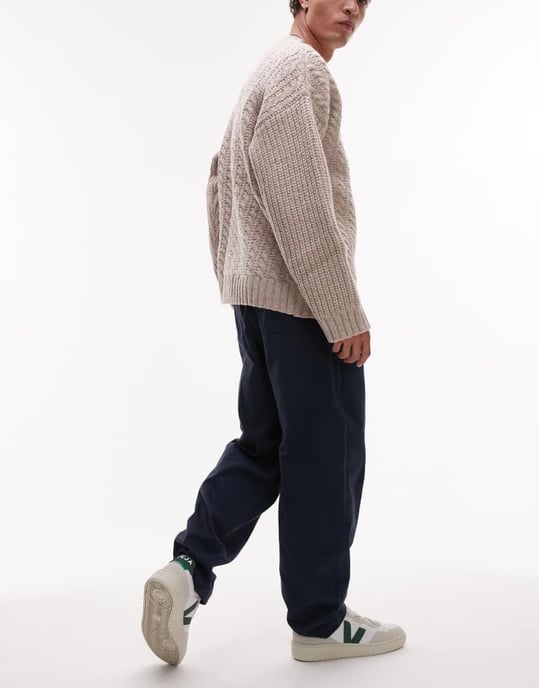 Selected Dennis loose fit trousers in navy - Image 3