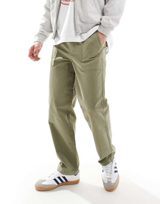 ONLY & SONS loose fit worker trouser in light khaki - Image 1