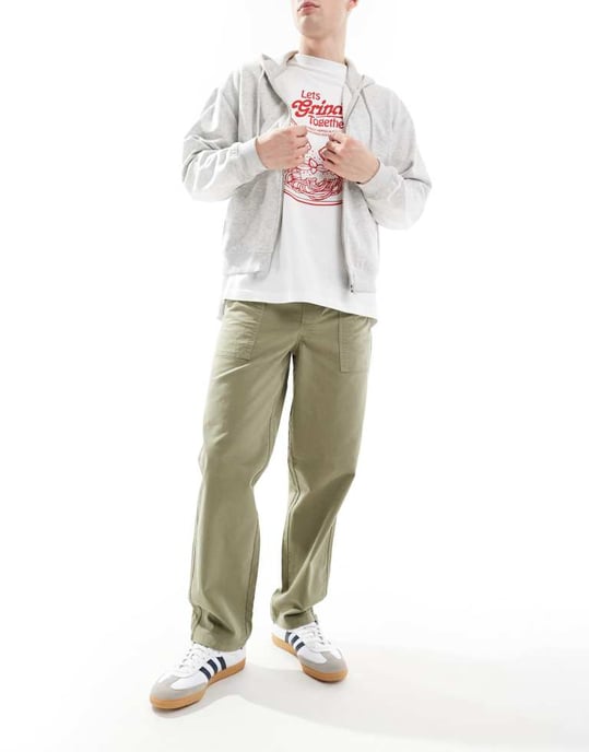 ONLY & SONS loose fit worker trouser in light khaki - Image 2