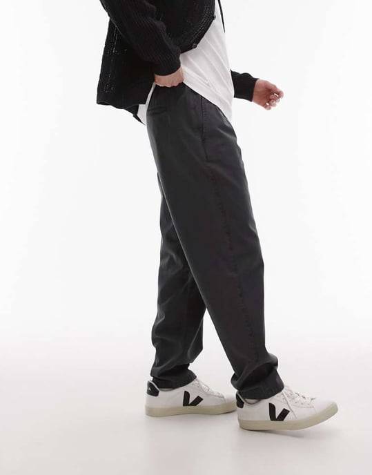 Topman essens tvättade byxor i kolgrå - Image 1