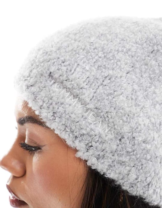 Tommy Jeans teddy beanie in silver grey - Image 2
