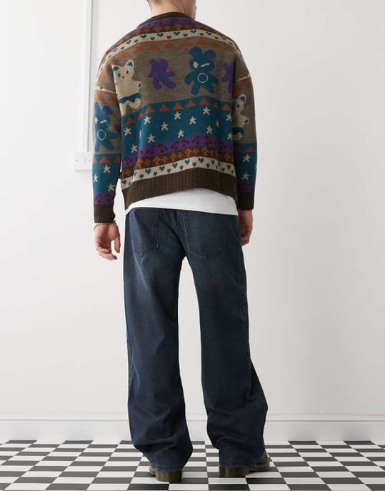 Weekday Sphere låg midja baggy jeans i mörkblå tvätt - Image 3