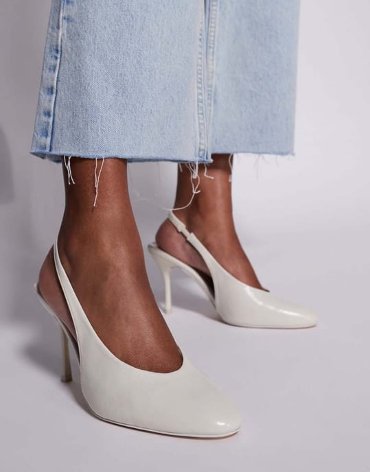 Public Desire Tilapia hög vrist slingback klackskor i krämfärg - Image 3