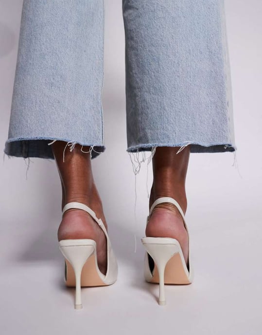 Public Desire Tilapia hög vrist slingback klackskor i krämfärg - Image 4