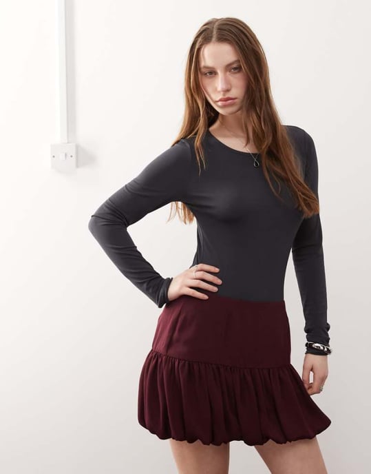 Noisy May långärmad bodysuit i kolgrått - Image 1