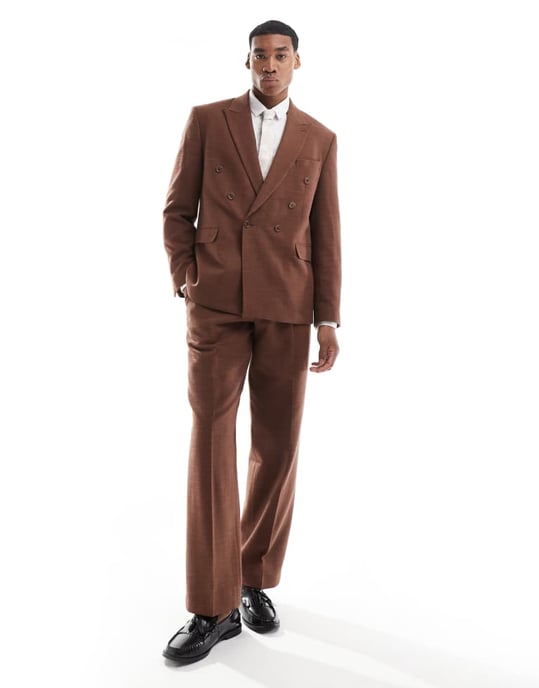 Viggo lisandro double breasted suit jacket in dark brown co-ord - Image 2