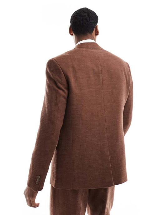 Viggo lisandro double breasted suit jacket in dark brown co-ord - Image 3