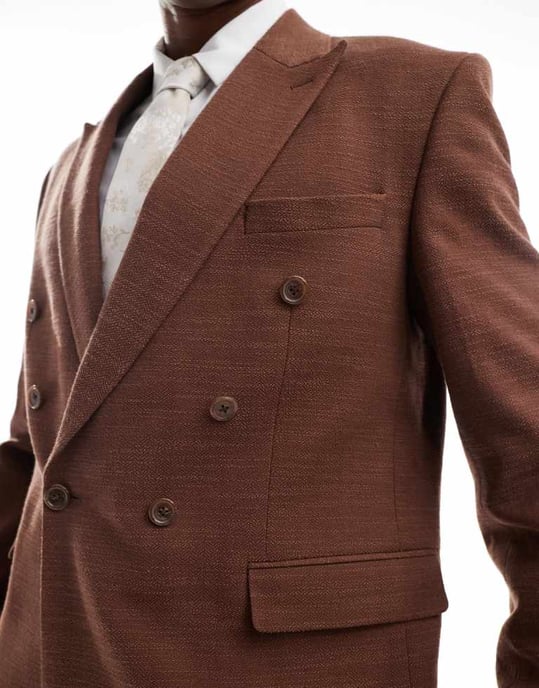 Viggo lisandro double breasted suit jacket in dark brown co-ord - Image 4